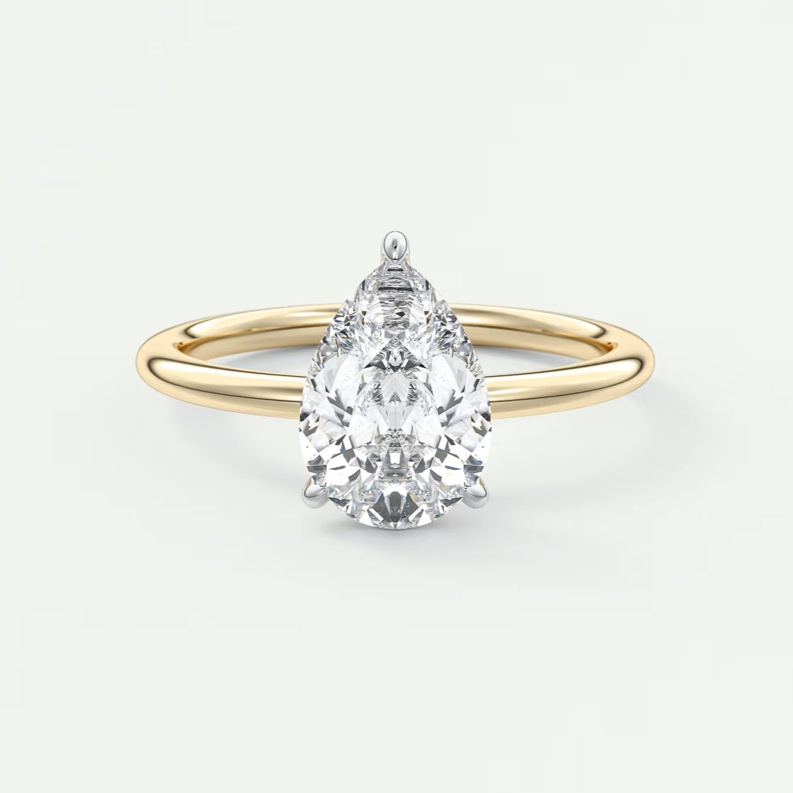 Pear Solitaire Two Tone Engagement Ring