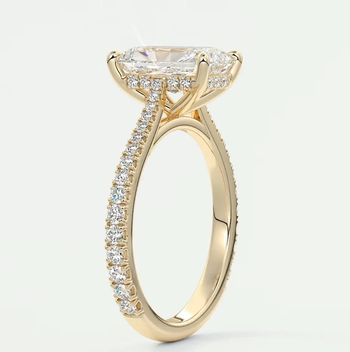 Cathedral Hidden Halo Pave Engagement Ring