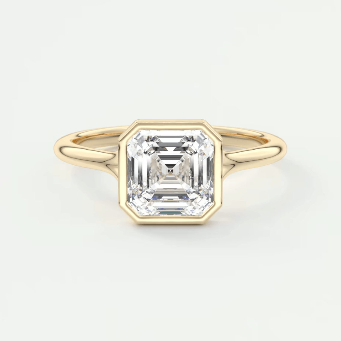 Aeris Asscher Bezel Engagement Ring – Lab Diamond or Moissanite