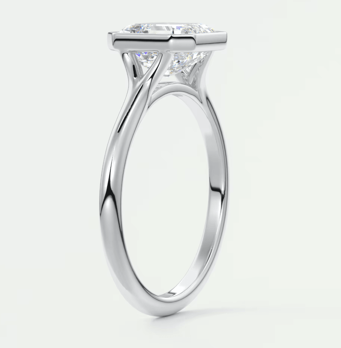 Aeris Asscher Bezel Engagement Ring – Lab Diamond or Moissanite