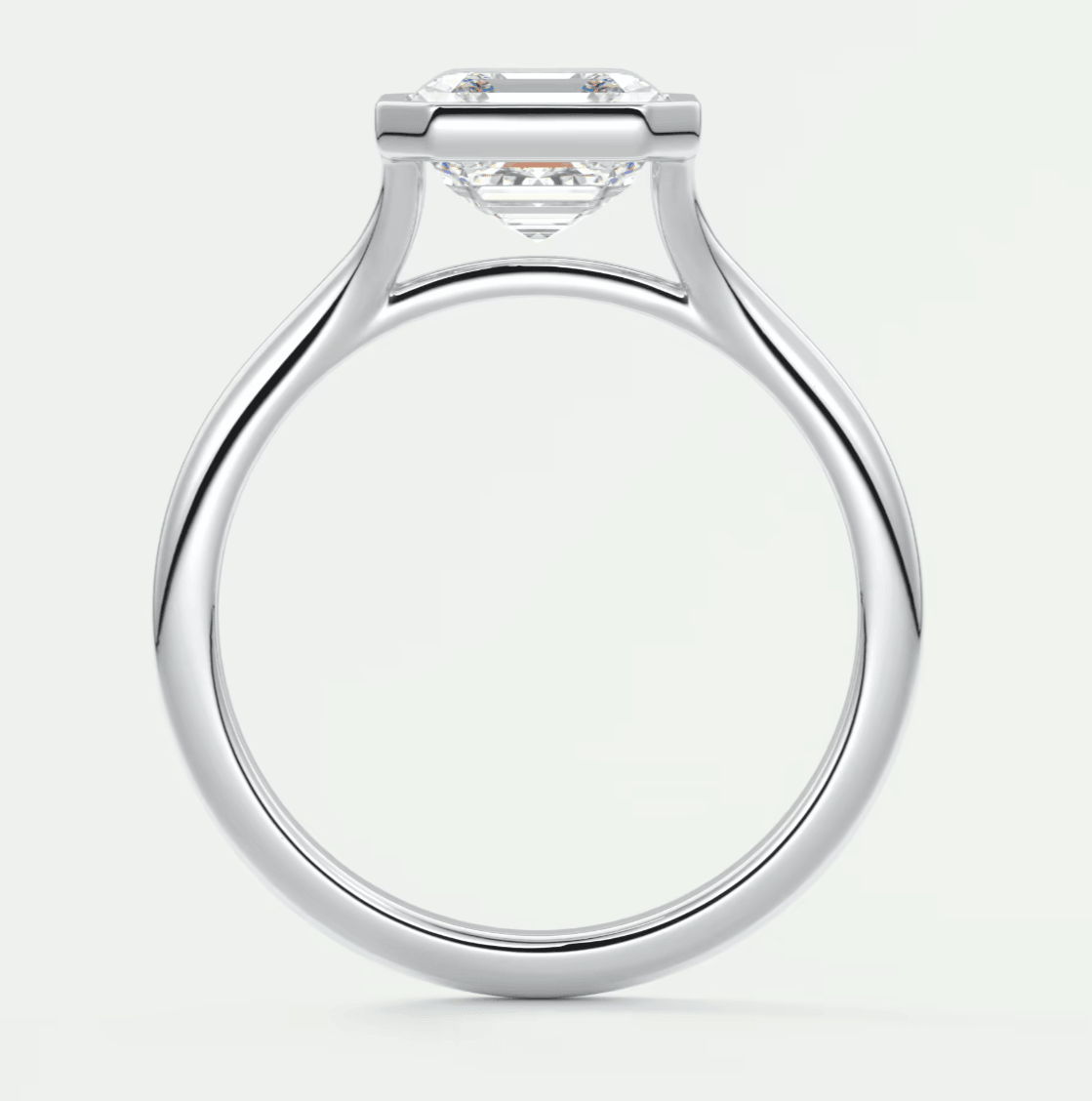 Aeris Asscher Bezel Engagement Ring – Lab Diamond or Moissanite