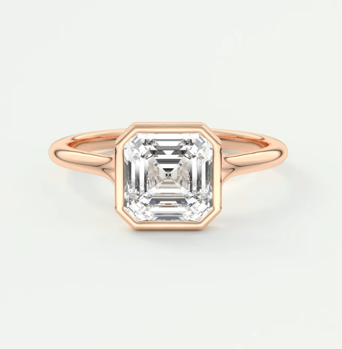 Aeris Asscher Bezel Engagement Ring – Lab Diamond or Moissanite