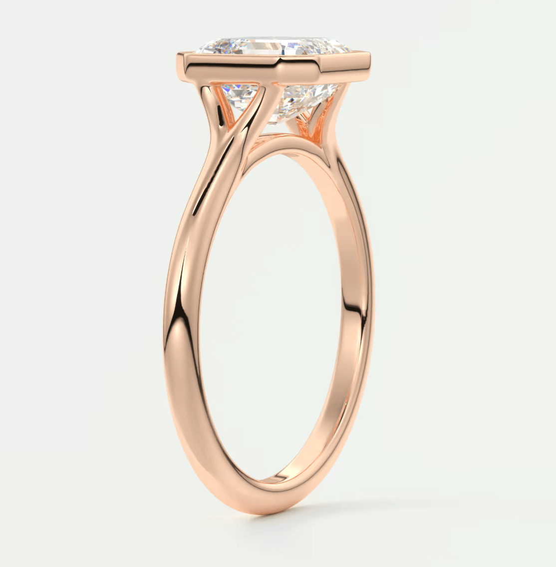 Aeris Asscher Bezel Engagement Ring – Lab Diamond or Moissanite