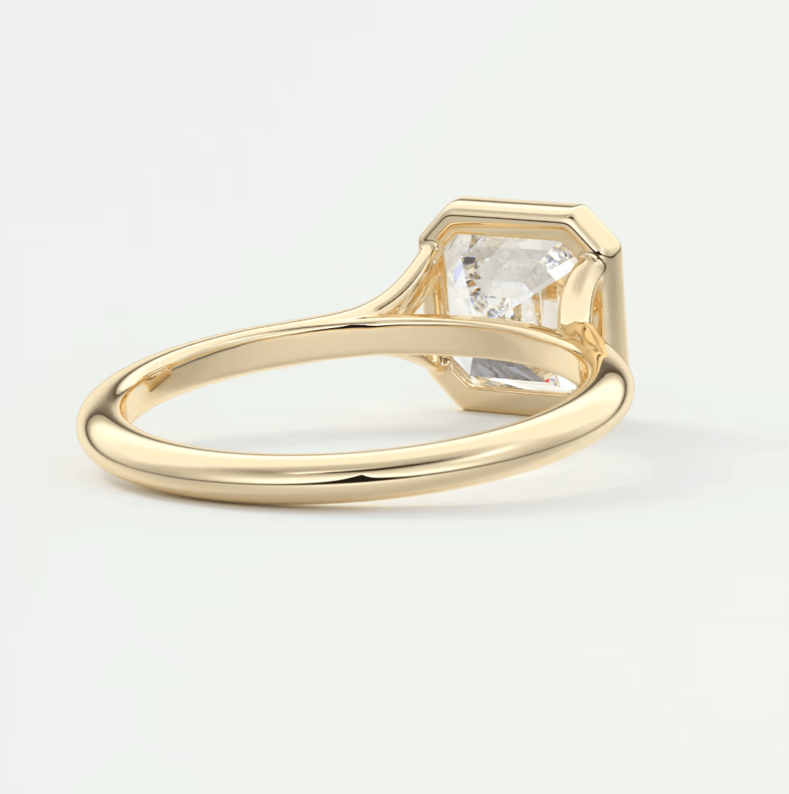 Aeris Asscher Bezel Engagement Ring – Lab Diamond or Moissanite