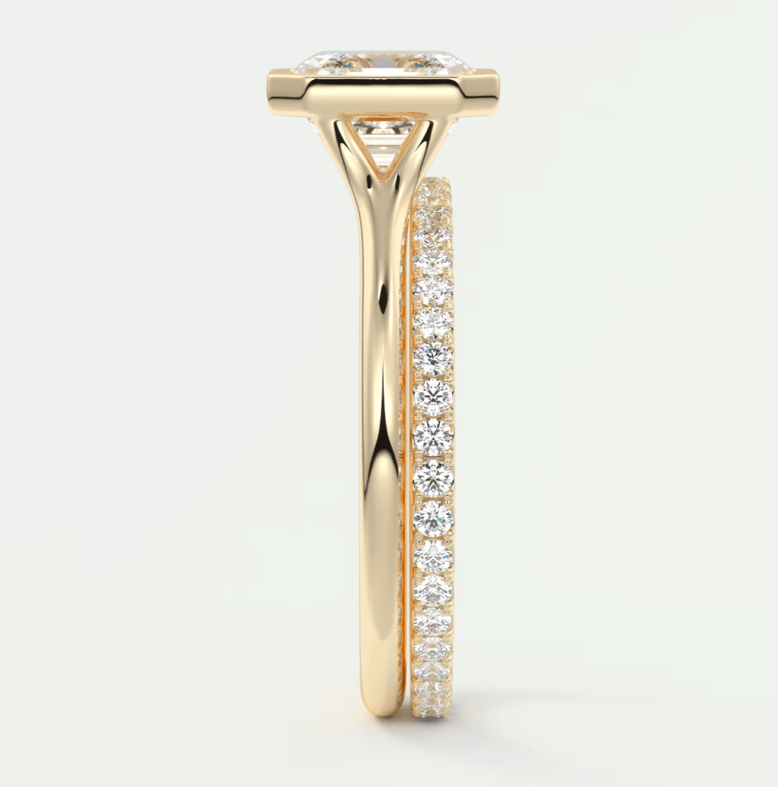 Aeris Asscher Bezel Engagement Ring – Lab Diamond or Moissanite