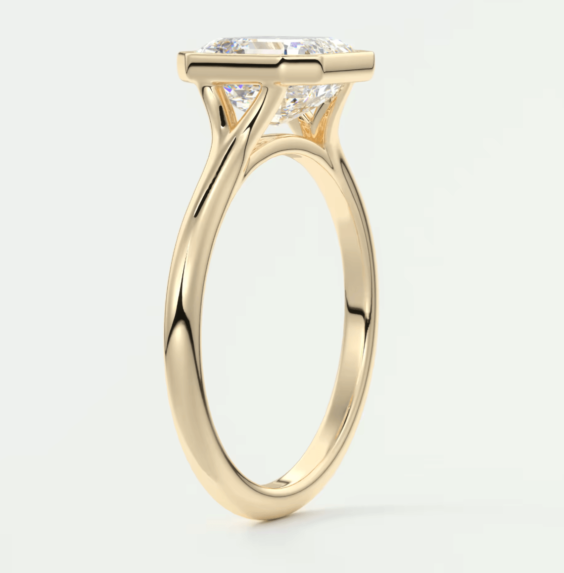 Aeris Asscher Bezel Engagement Ring – Lab Diamond or Moissanite