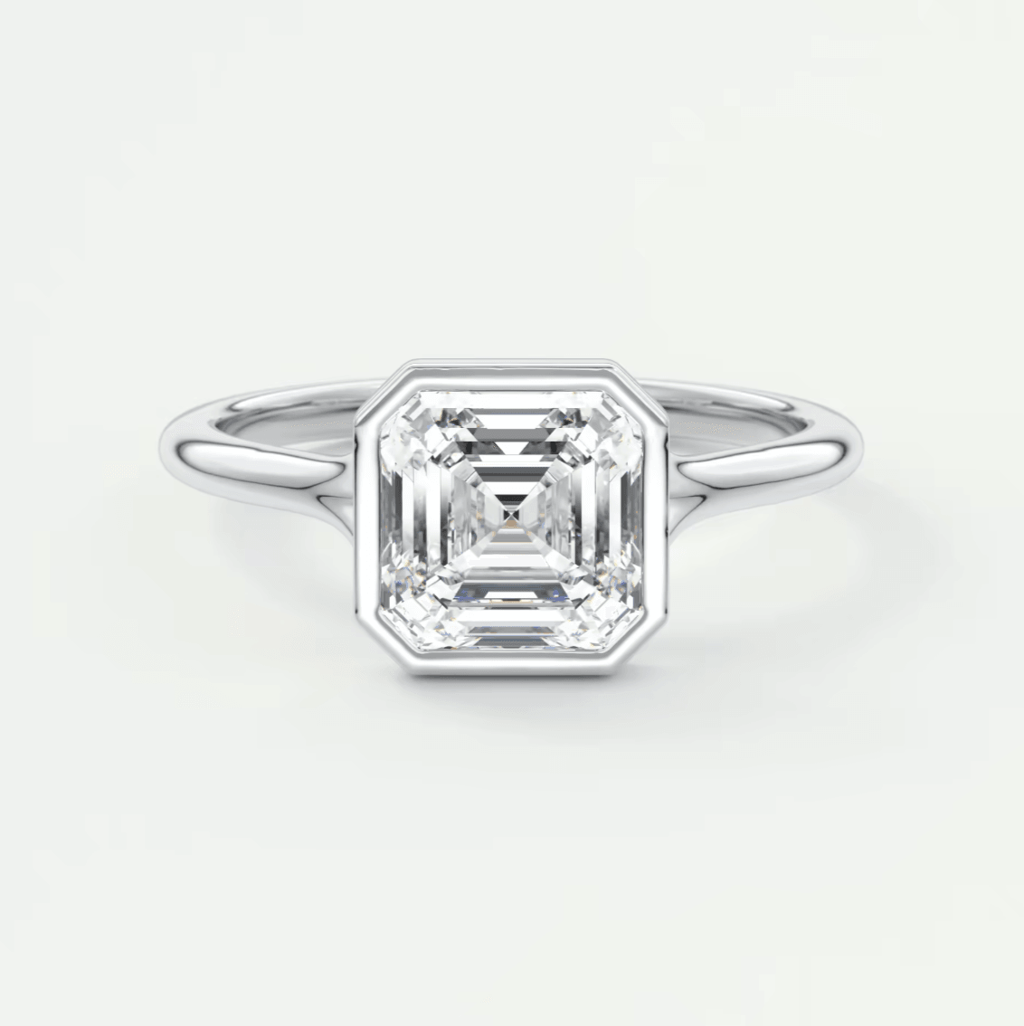 Aeris Asscher Bezel Engagement Ring – Lab Diamond or Moissanite