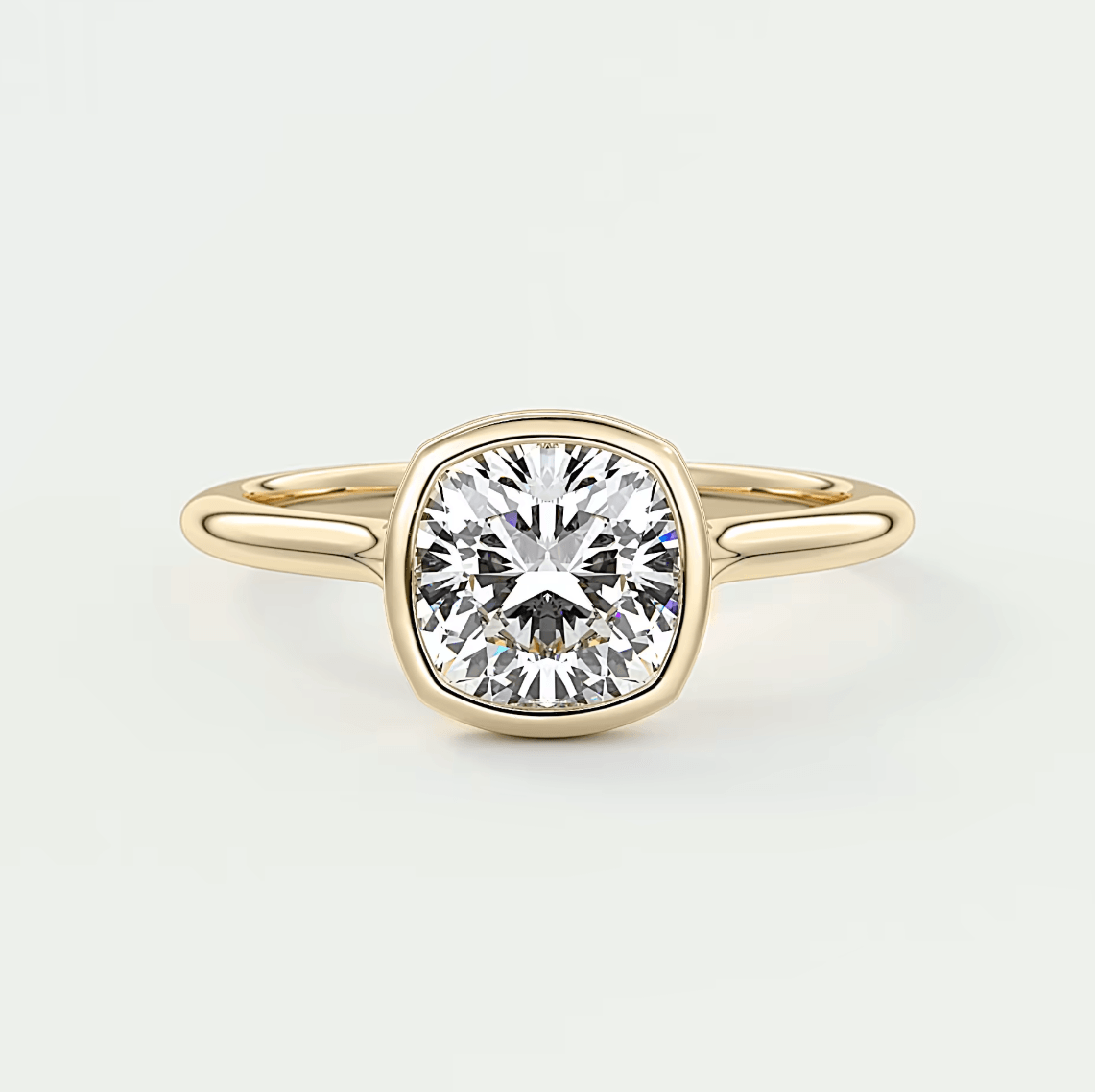 Aeris Cushion Bezel Engagement Ring – Lab Diamond or Moissanite
