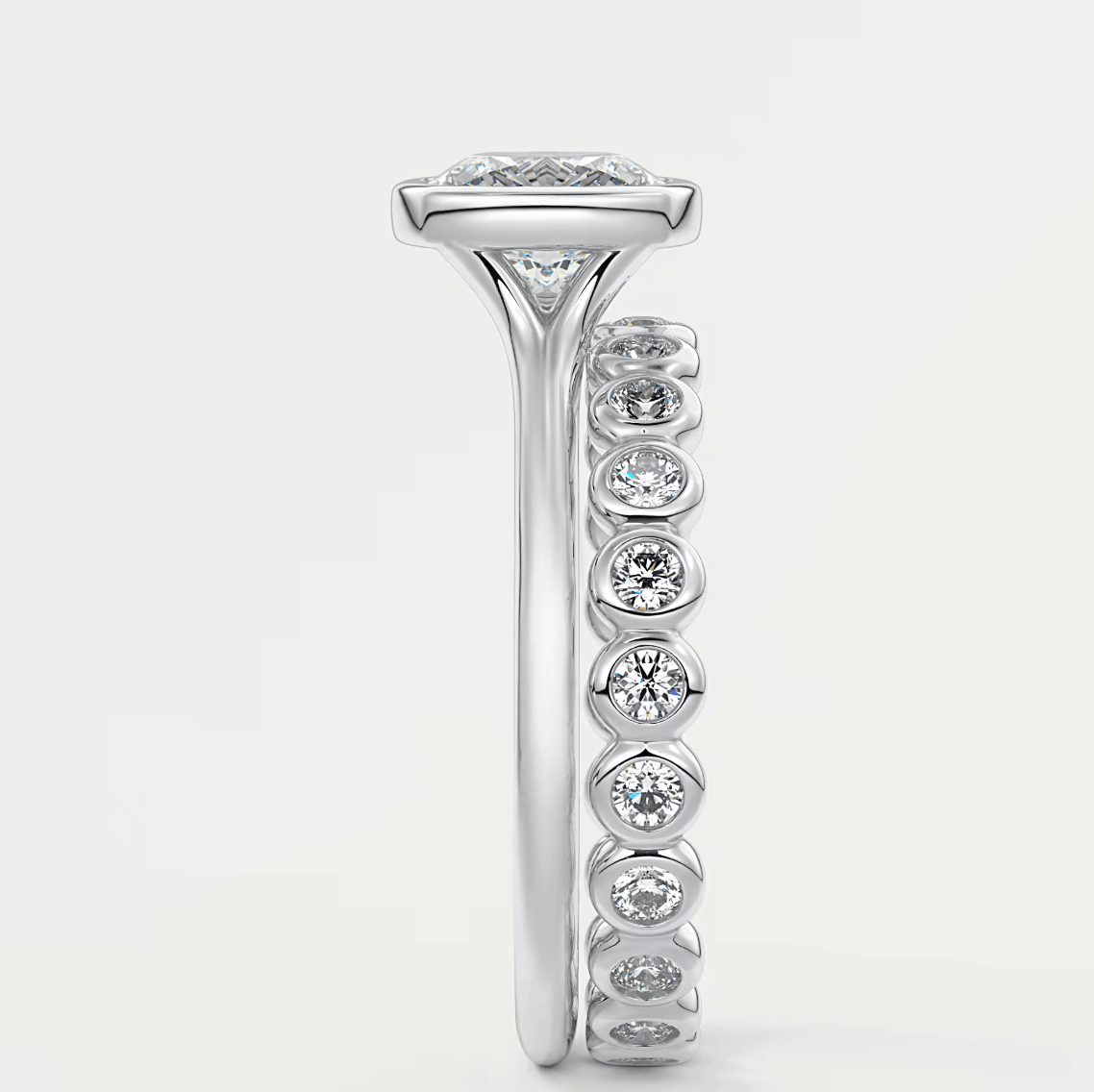 Aeris Cushion Bezel Engagement Ring – Lab Diamond or Moissanite
