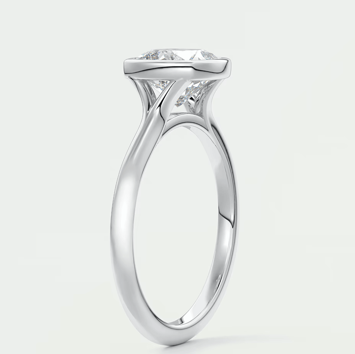 Aeris Cushion Bezel Engagement Ring – Lab Diamond or Moissanite