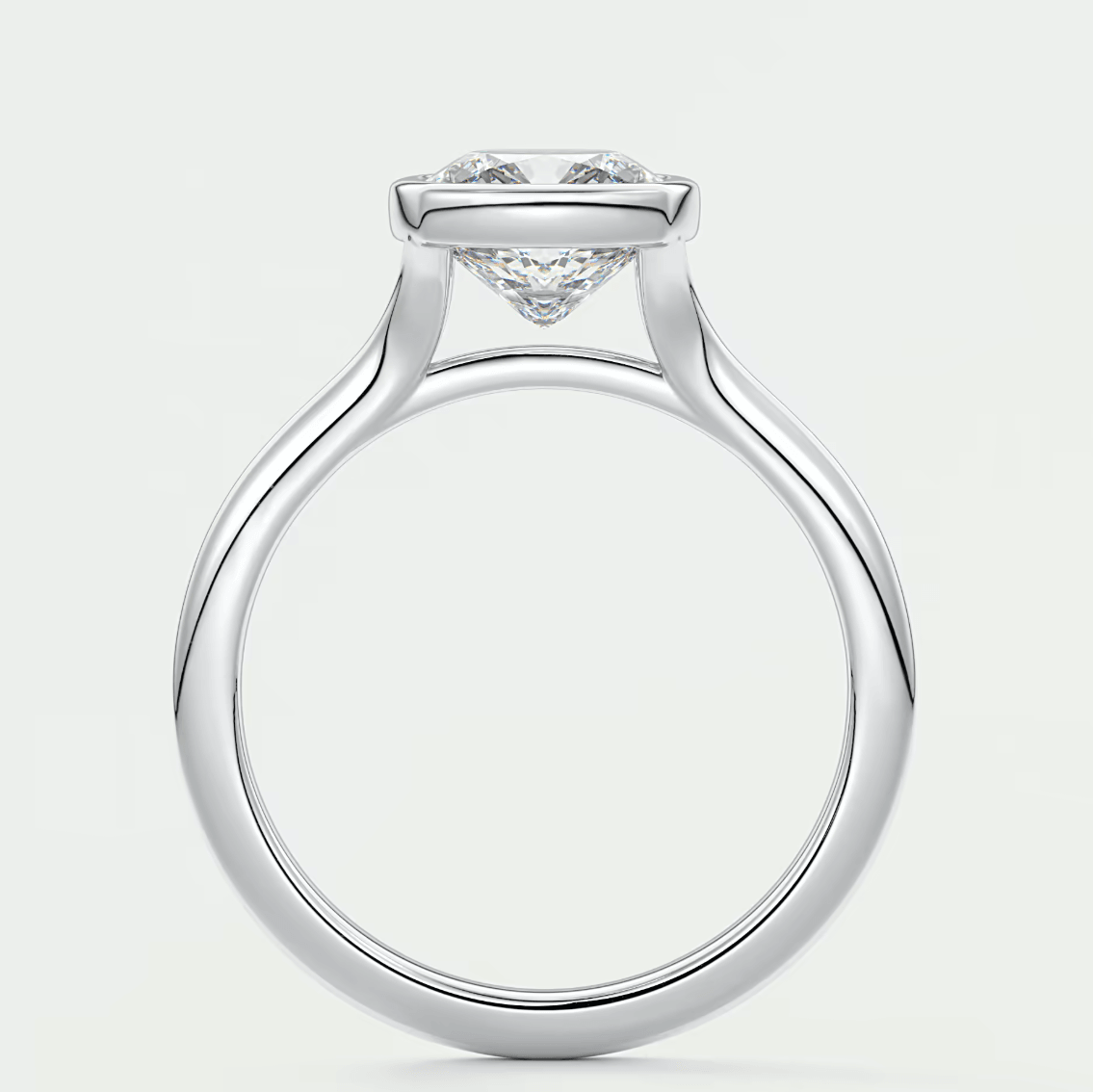 Aeris Cushion Bezel Engagement Ring – Lab Diamond or Moissanite