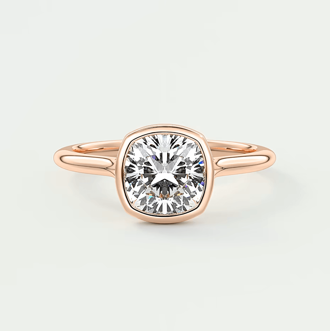 Aeris Cushion Bezel Engagement Ring – Lab Diamond or Moissanite