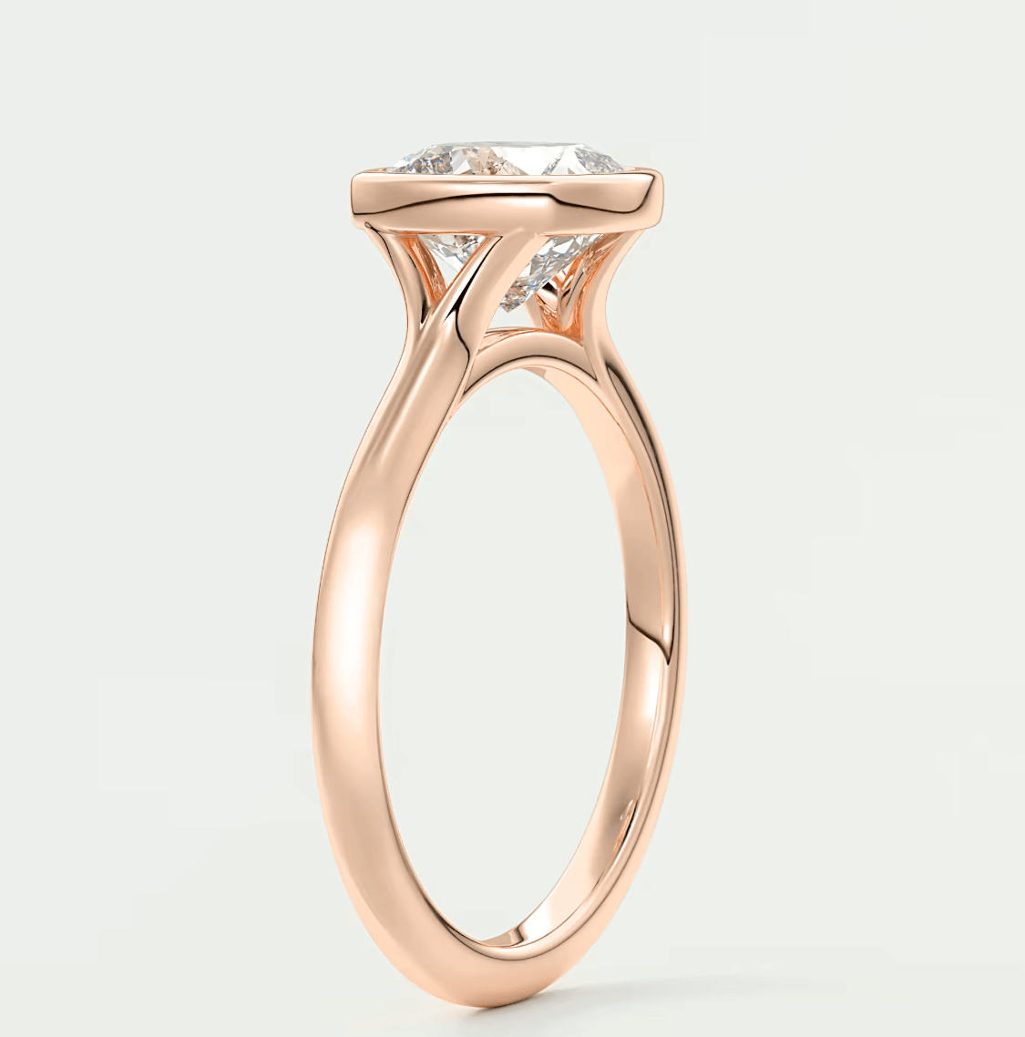 Aeris Cushion Bezel Engagement Ring – Lab Diamond or Moissanite
