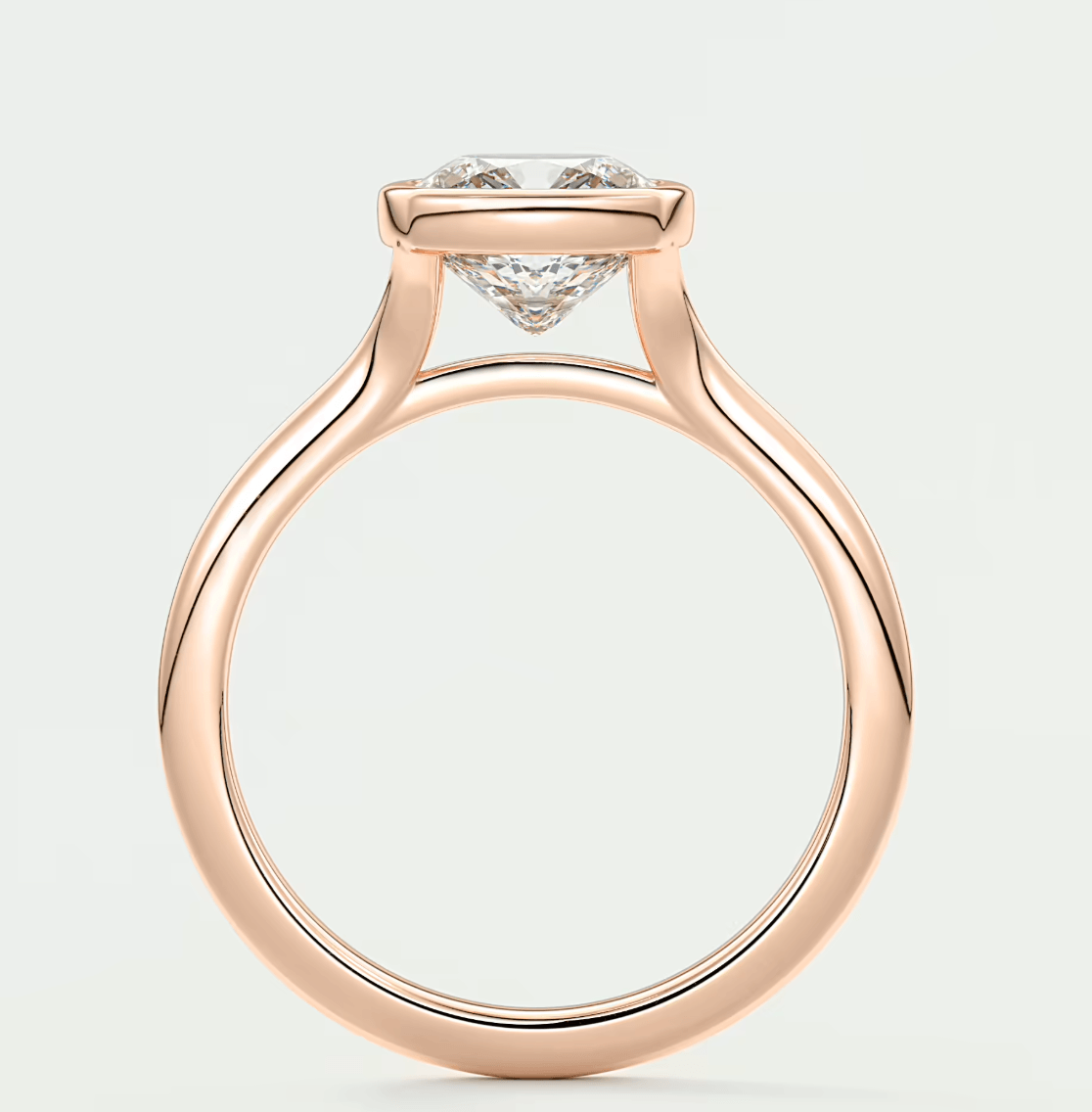 Aeris Cushion Bezel Engagement Ring – Lab Diamond or Moissanite