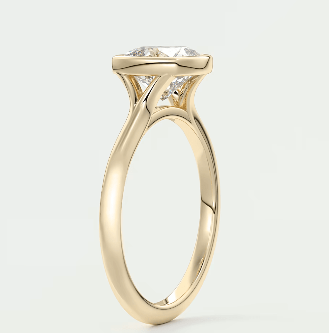 Aeris Cushion Bezel Engagement Ring – Lab Diamond or Moissanite