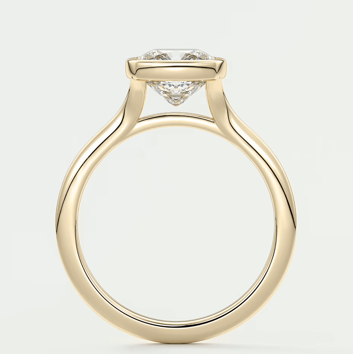 Aeris Cushion Bezel Engagement Ring – Lab Diamond or Moissanite