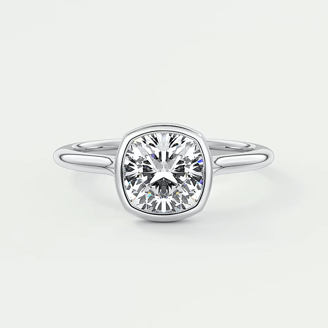 Aeris Cushion Bezel Engagement Ring – Lab Diamond or Moissanite