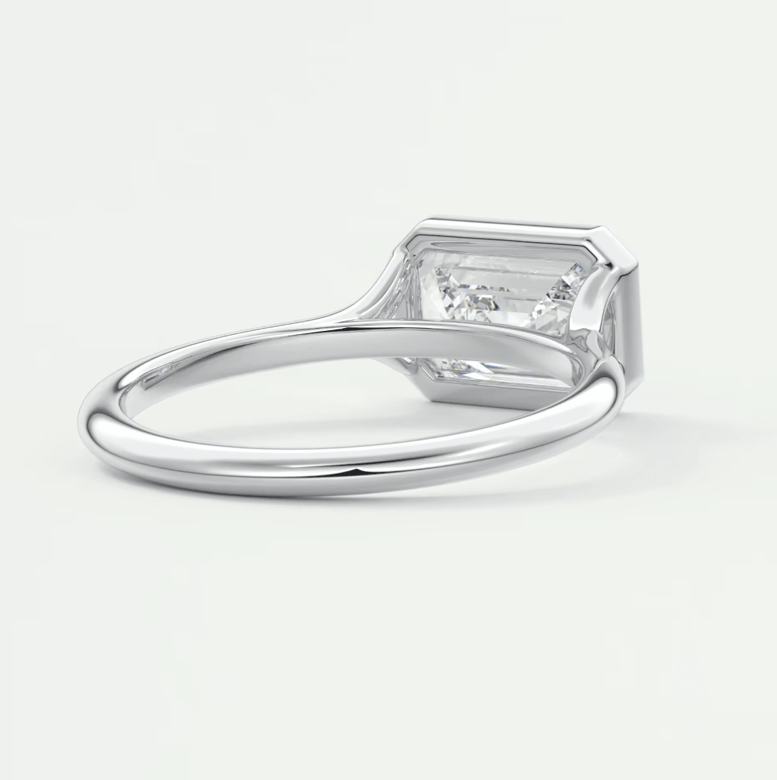 Aeris East-West Emerald Bezel Engagement Ring – Lab Diamond or Moissanite