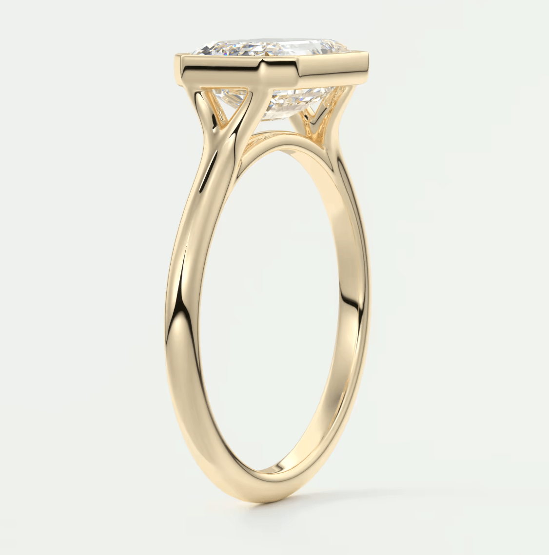 Aeris East-West Emerald Bezel Engagement Ring – Lab Diamond or Moissanite