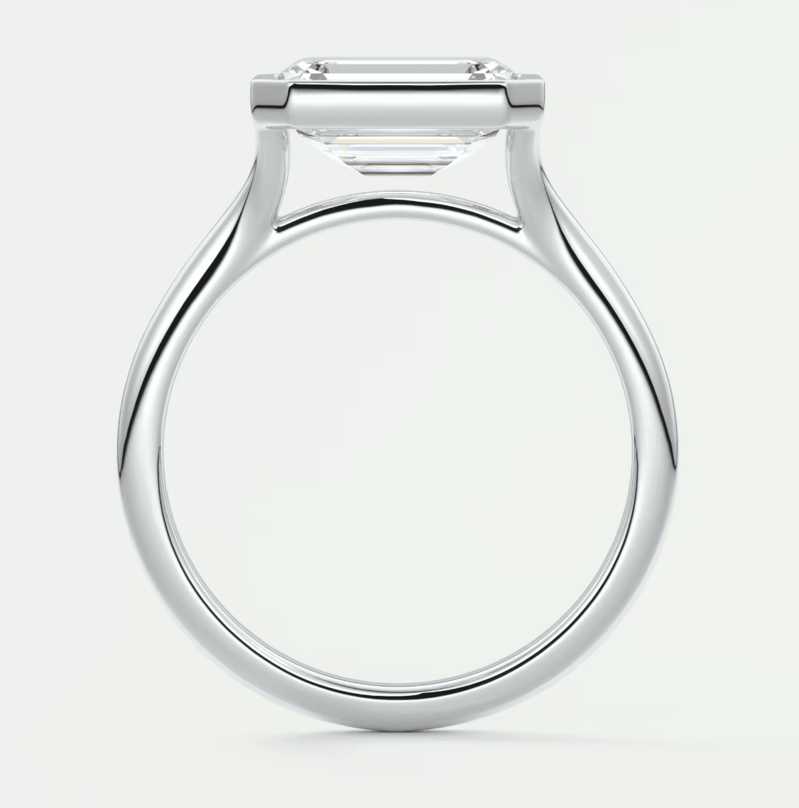 Aeris East-West Emerald Bezel Engagement Ring – Lab Diamond or Moissanite