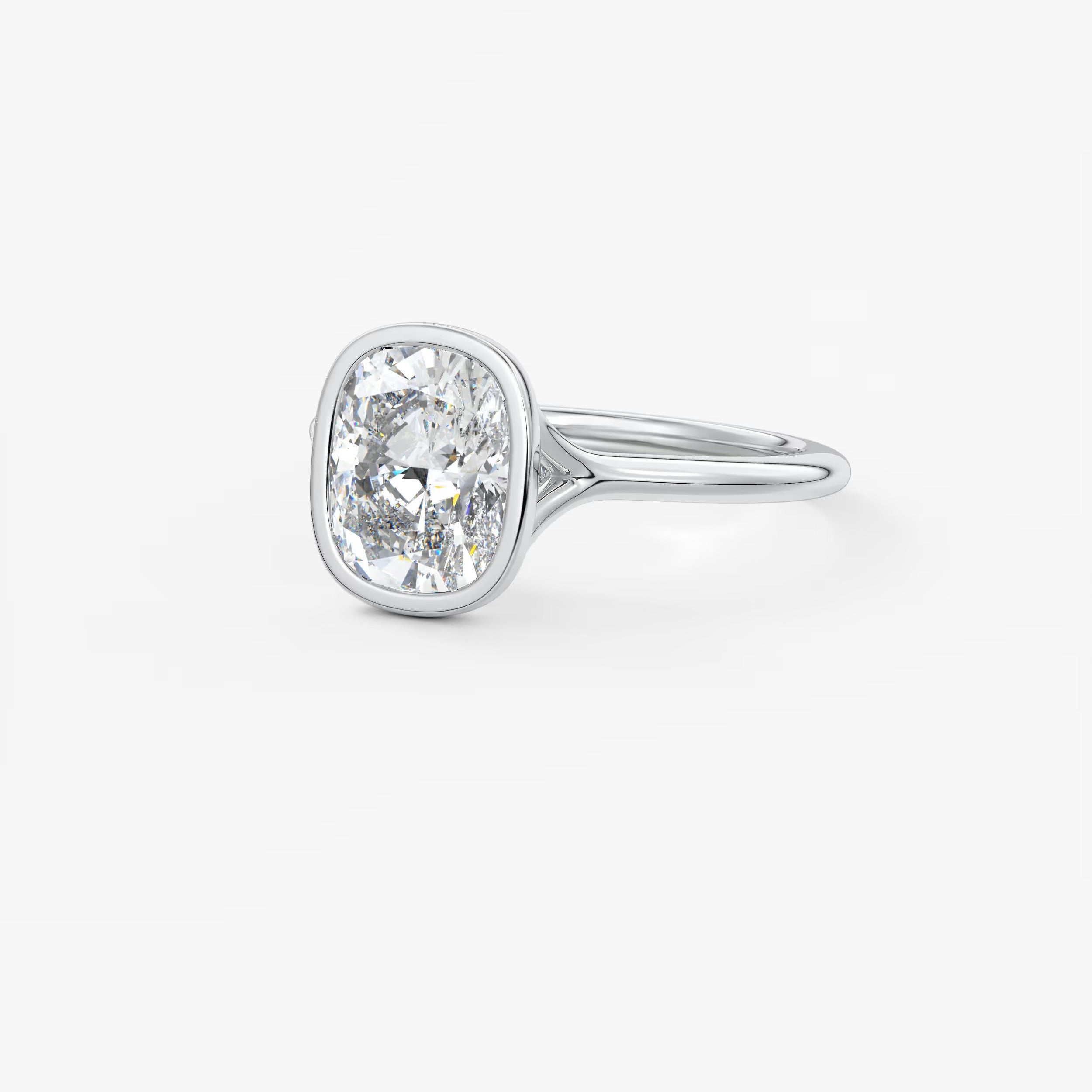 Aeris Elongated Cushion Bezel Engagement Ring – Lab Diamond or Moissanite