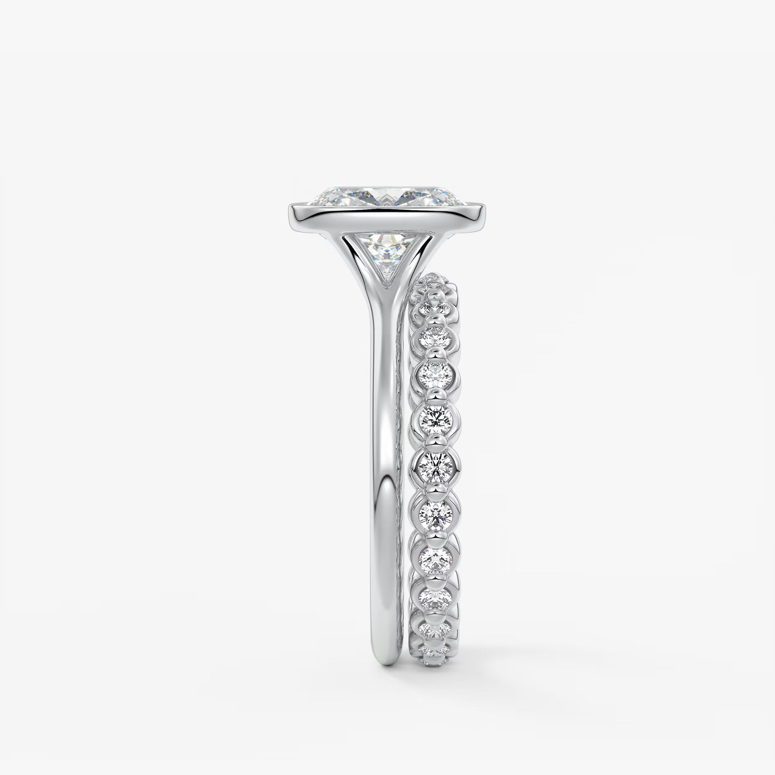 Aeris Elongated Cushion Bezel Engagement Ring – Lab Diamond or Moissanite