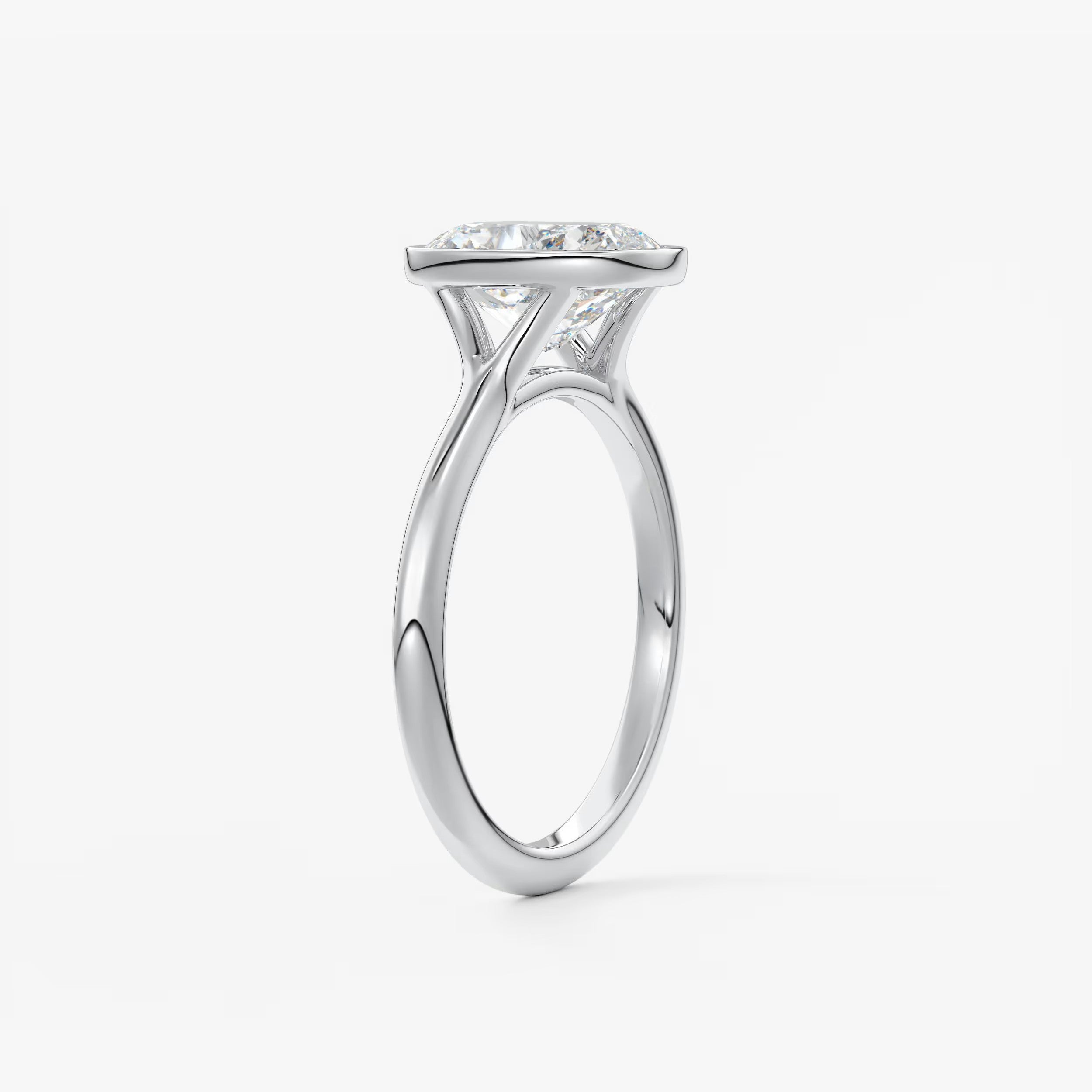 Aeris Elongated Cushion Bezel Engagement Ring – Lab Diamond or Moissanite