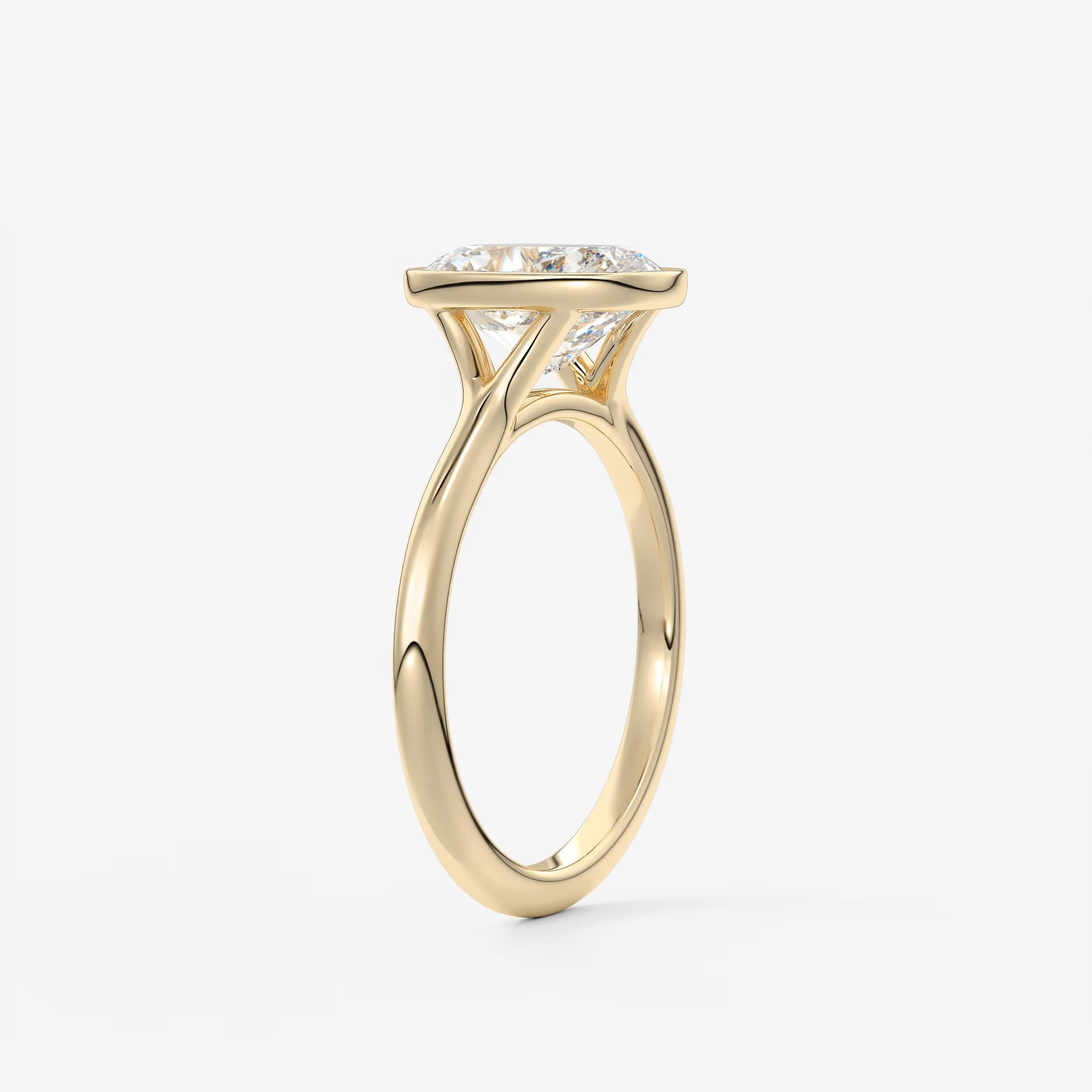Aeris Elongated Cushion Bezel Engagement Ring – Lab Diamond or Moissanite