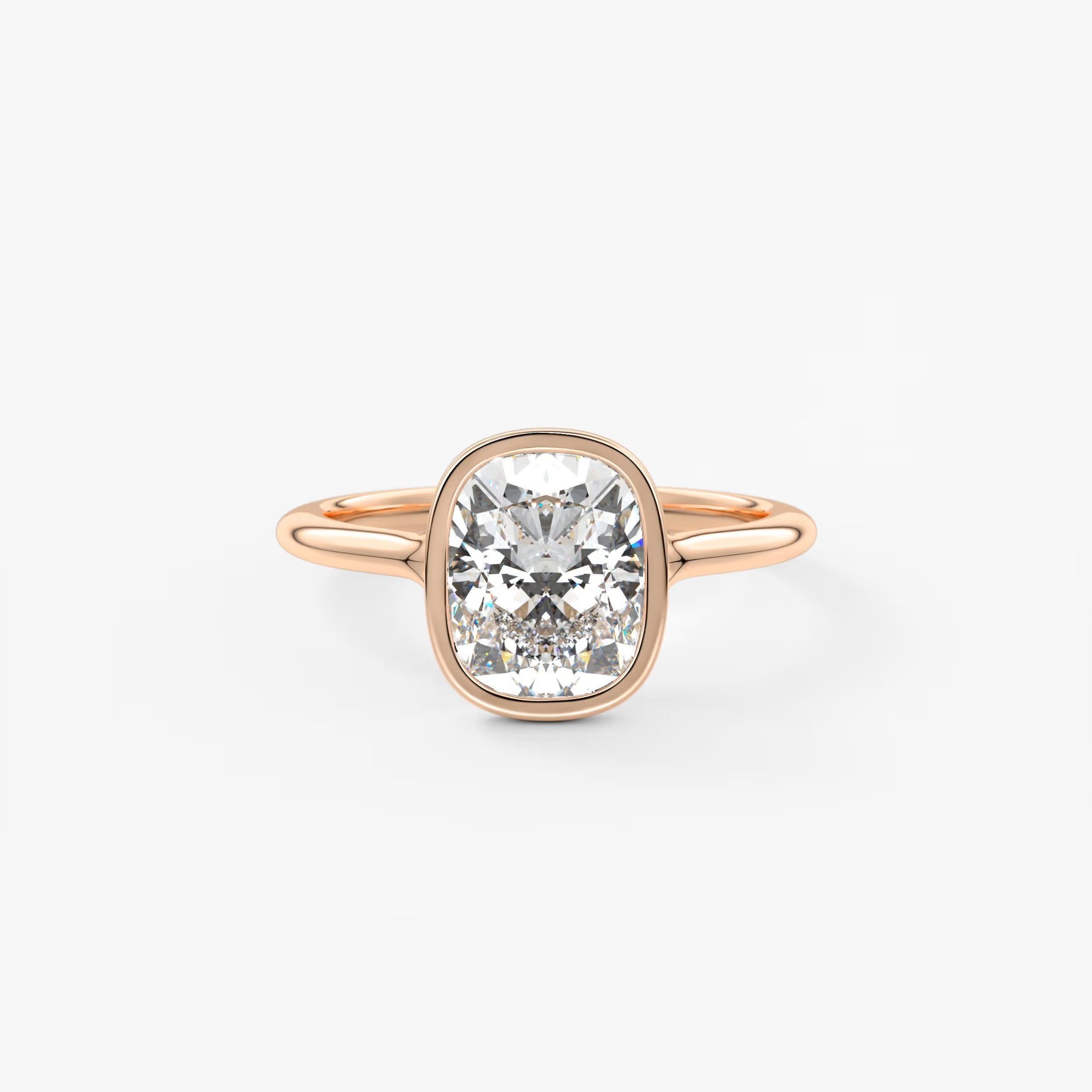 Aeris Elongated Cushion Bezel Engagement Ring – Lab Diamond or Moissanite