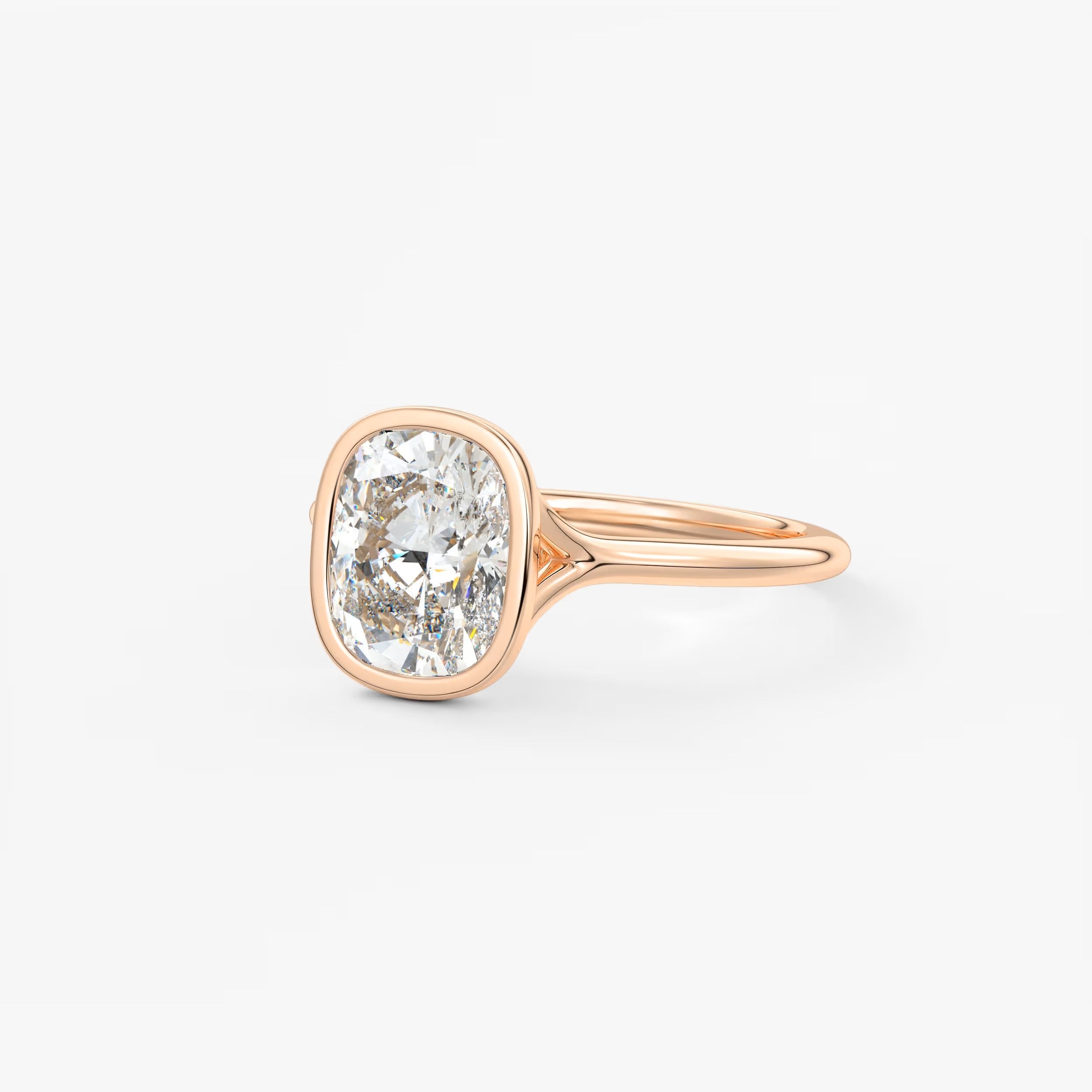 Aeris Elongated Cushion Bezel Engagement Ring – Lab Diamond or Moissanite
