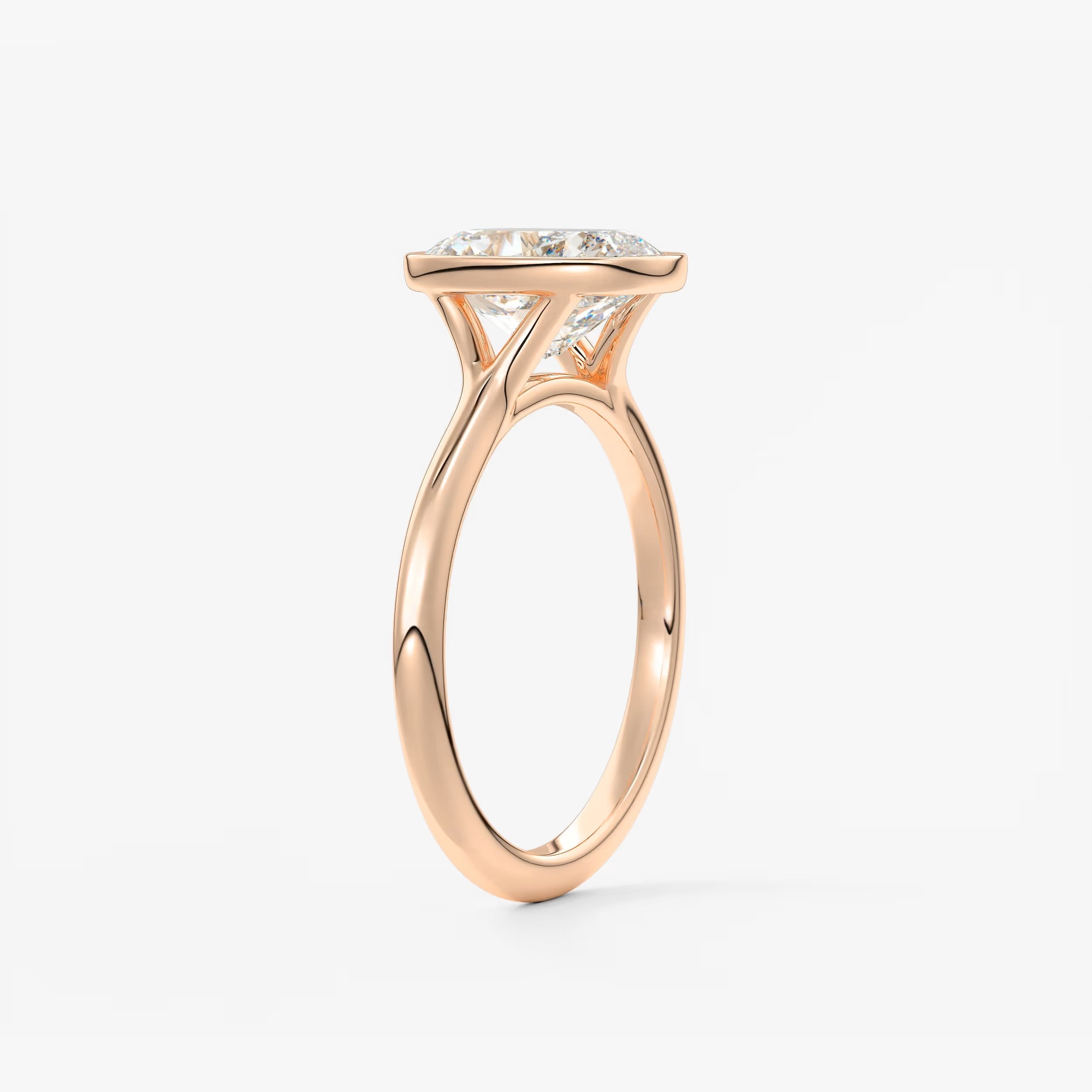 Aeris Elongated Cushion Bezel Engagement Ring – Lab Diamond or Moissanite