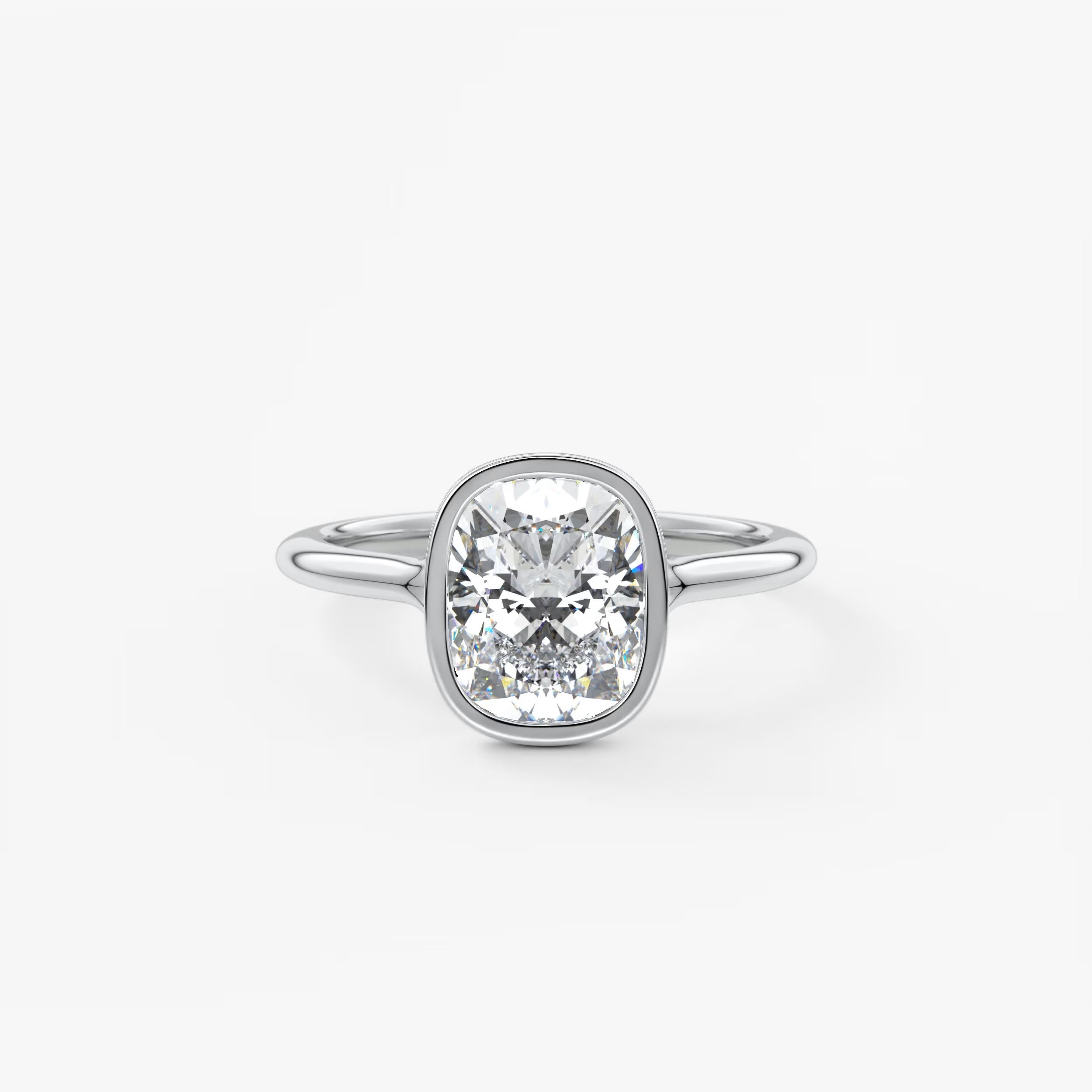 Aeris Elongated Cushion Bezel Engagement Ring – Lab Diamond or Moissanite
