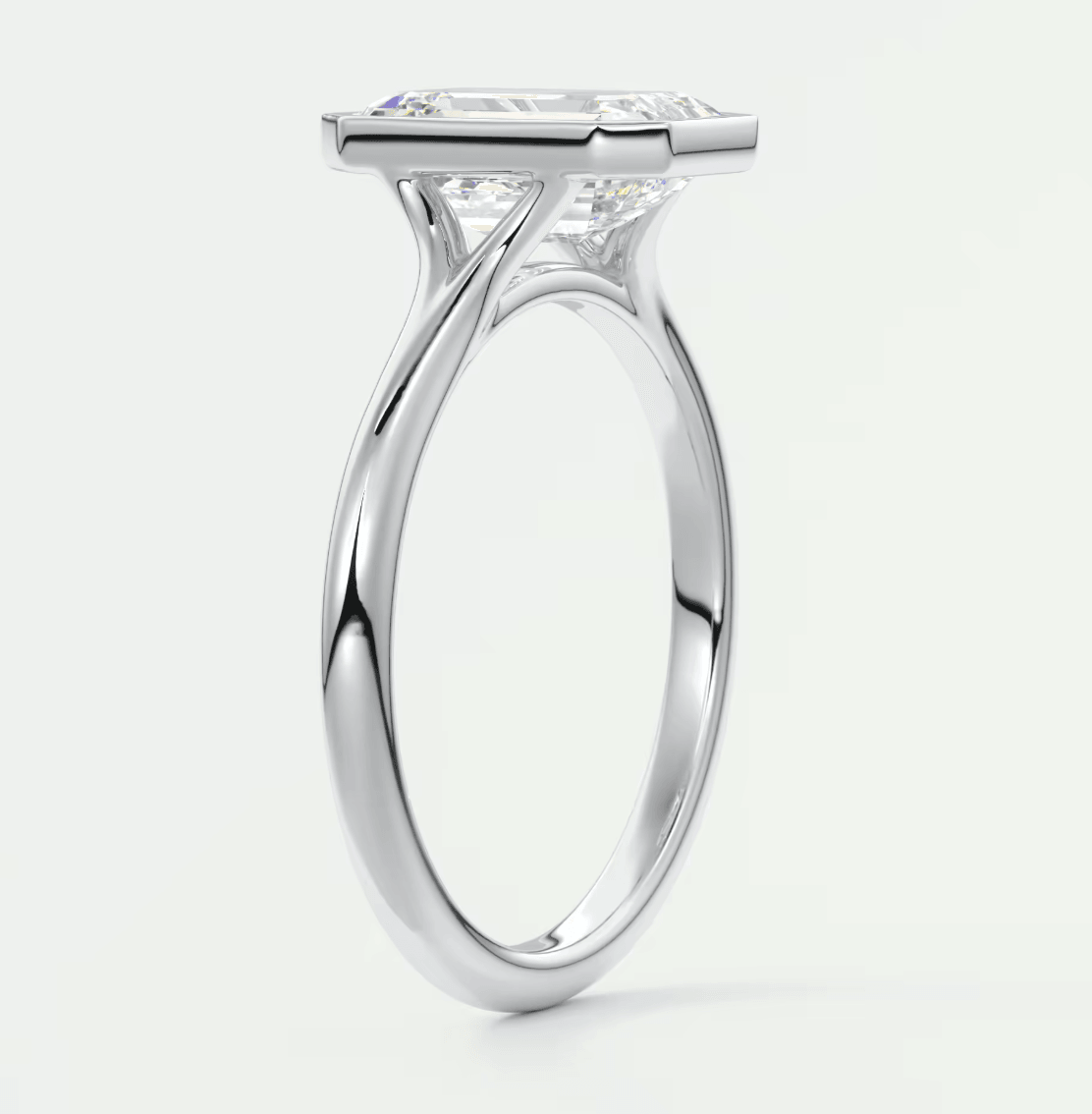 Aeris Emerald Bezel Engagement Ring – Lab Diamond or Moissanite