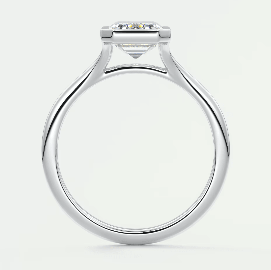 Aeris Emerald Bezel Engagement Ring – Lab Diamond or Moissanite