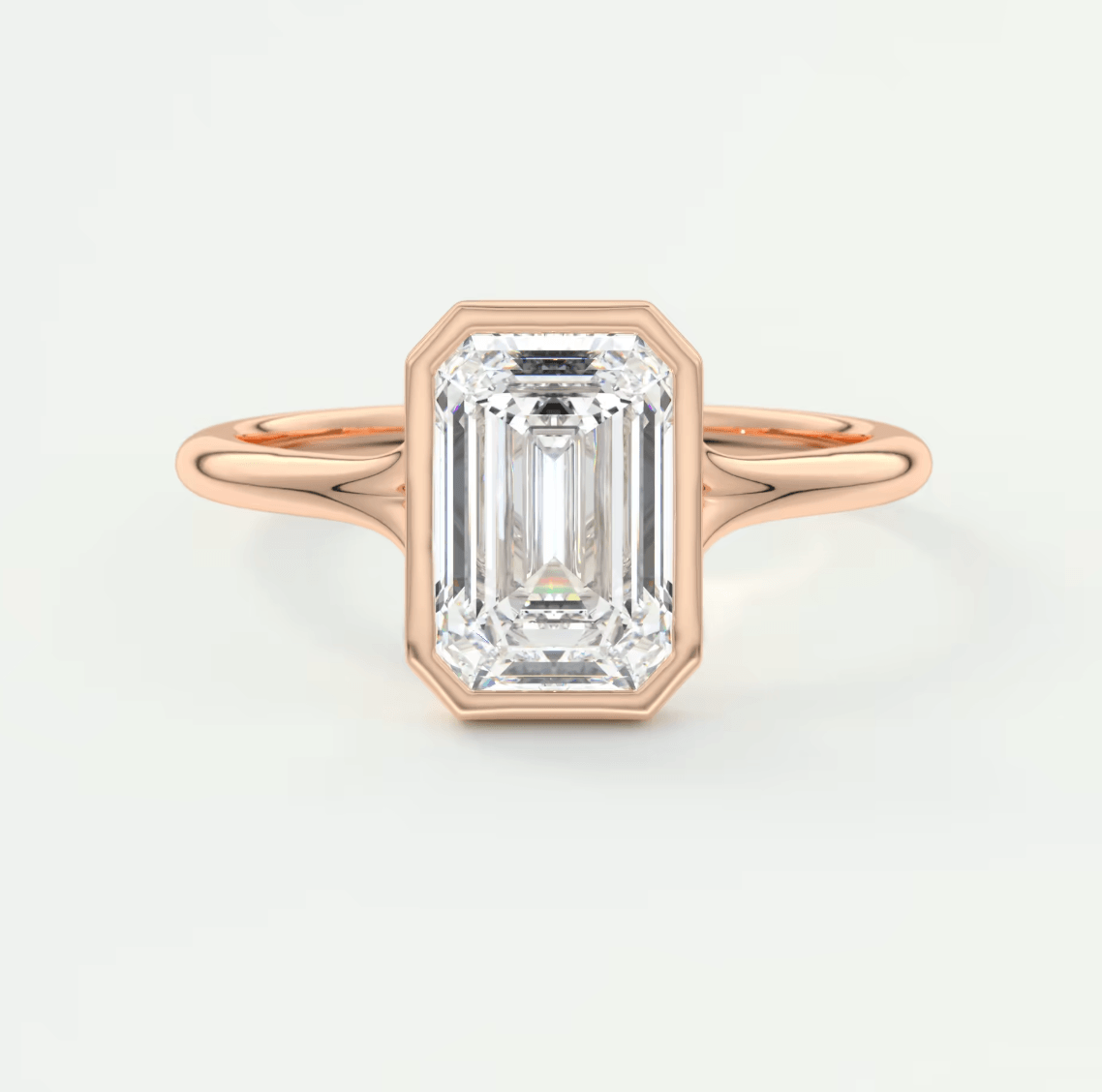 Aeris Emerald Bezel Engagement Ring – Lab Diamond or Moissanite