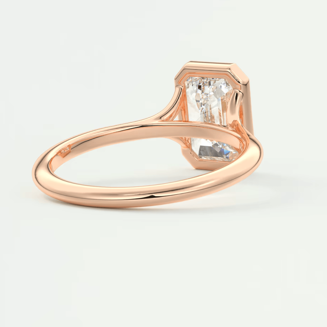 Aeris Emerald Bezel Engagement Ring – Lab Diamond or Moissanite