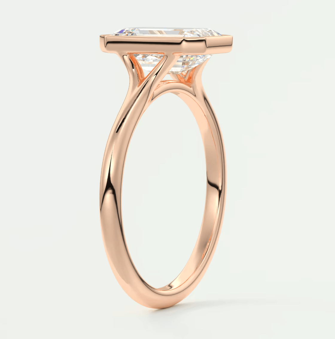 Aeris Emerald Bezel Engagement Ring – Lab Diamond or Moissanite