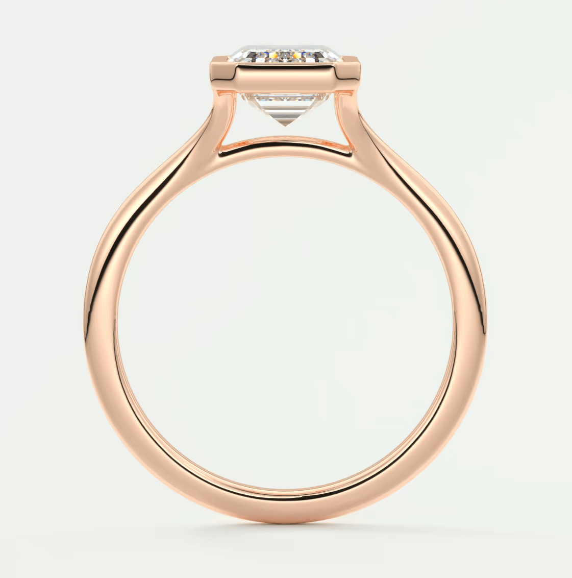 Aeris Emerald Bezel Engagement Ring – Lab Diamond or Moissanite