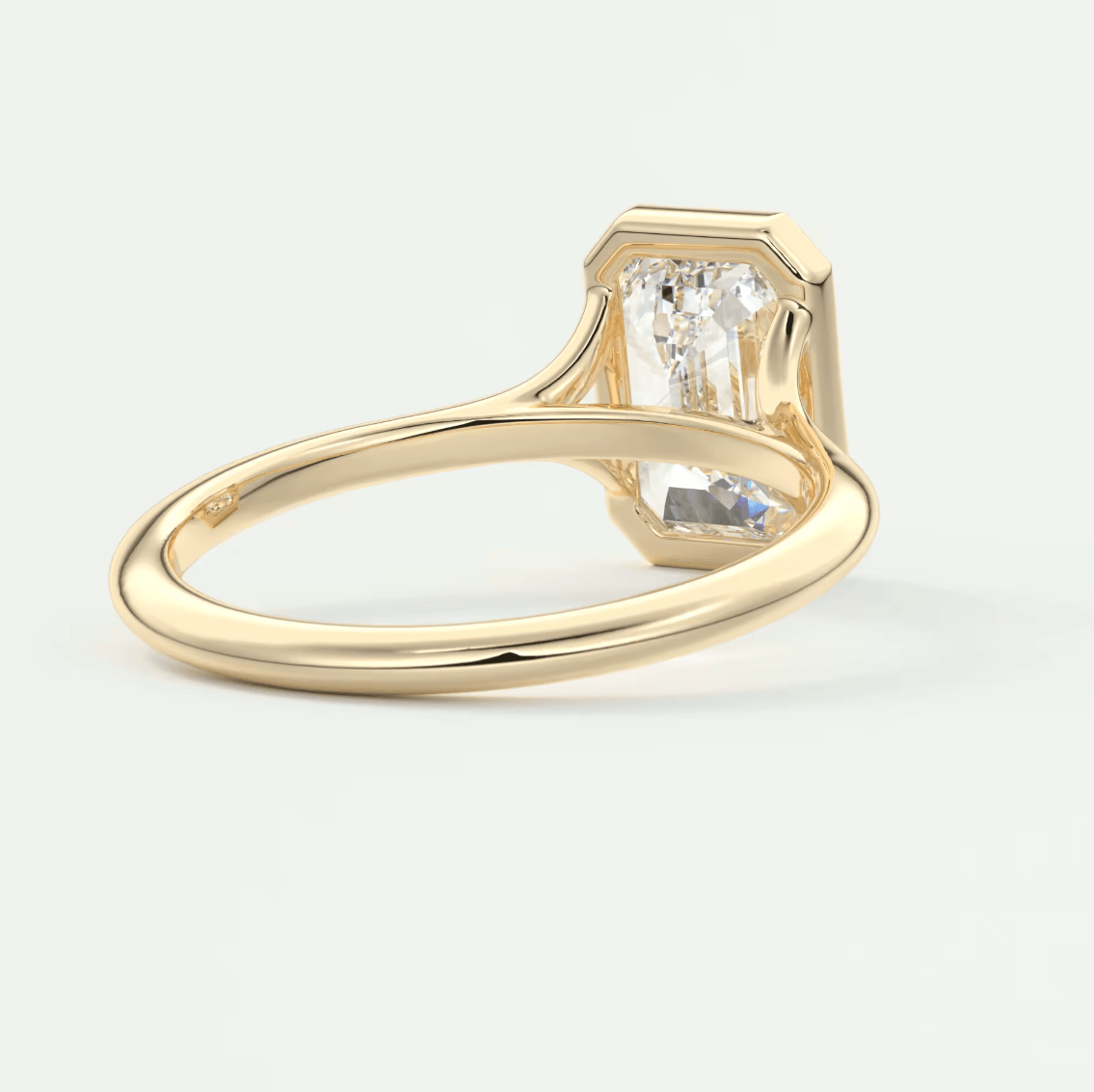 Aeris Emerald Bezel Engagement Ring – Lab Diamond or Moissanite