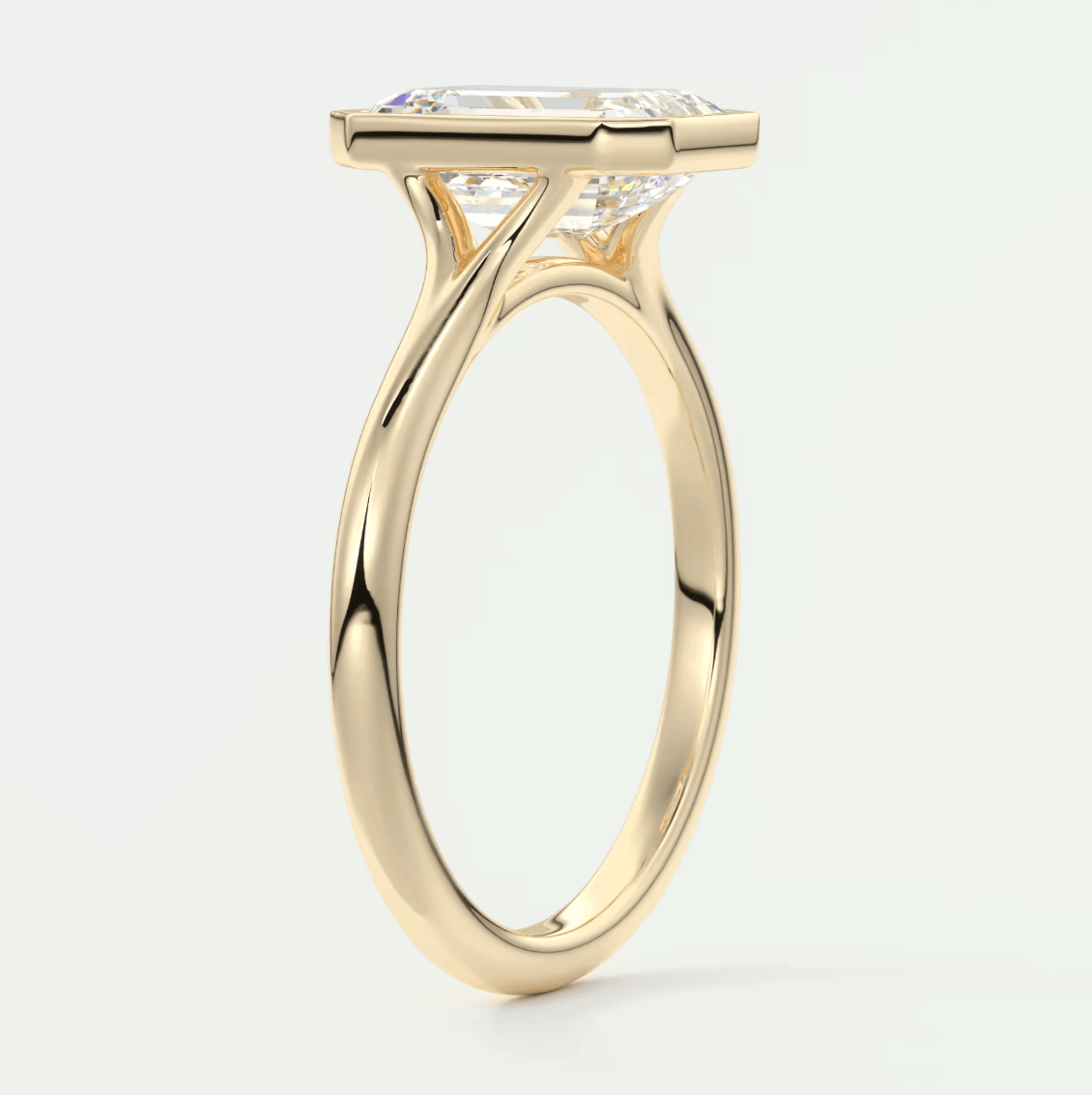 Aeris Emerald Bezel Engagement Ring – Lab Diamond or Moissanite