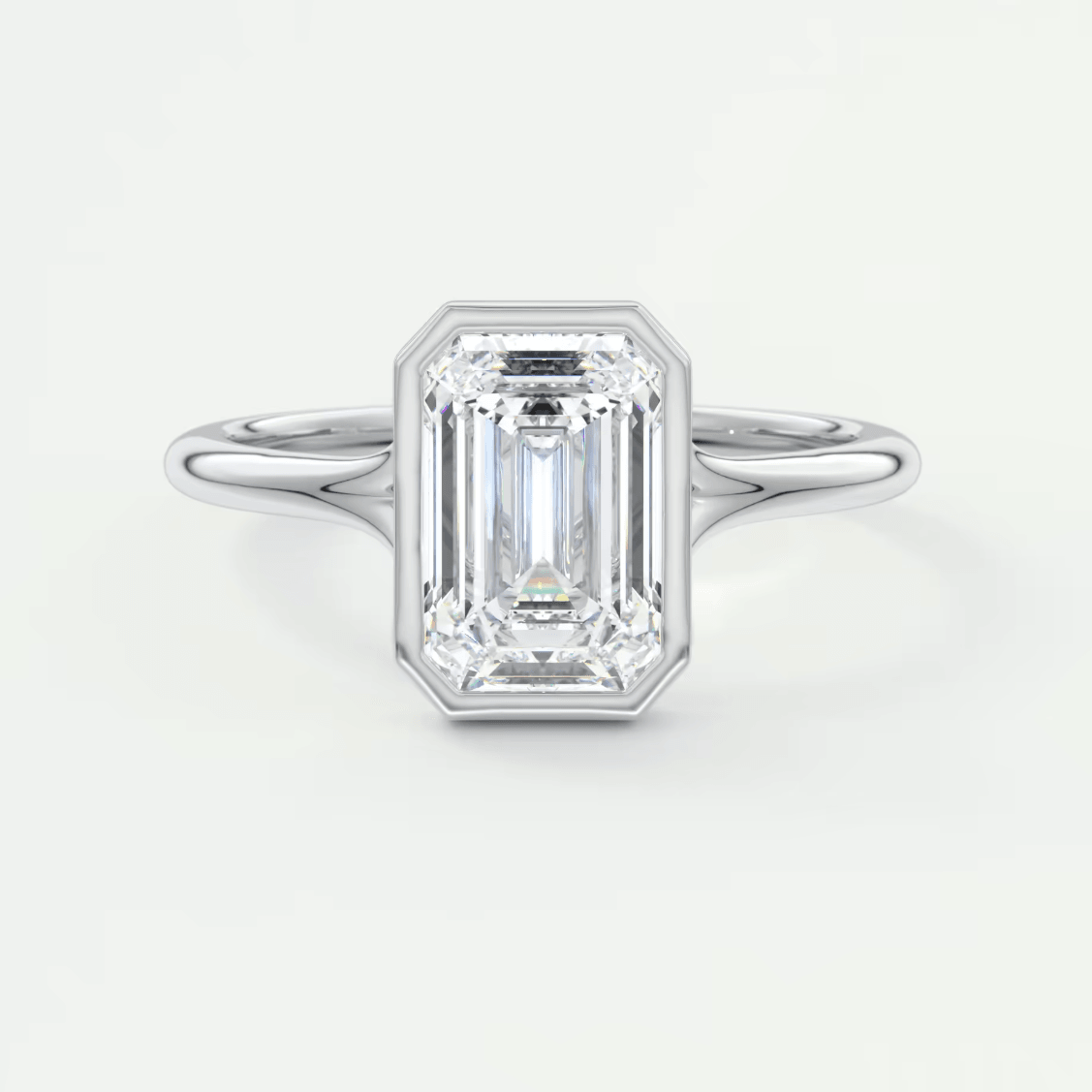 Aeris Emerald Bezel Engagement Ring – Lab Diamond or Moissanite