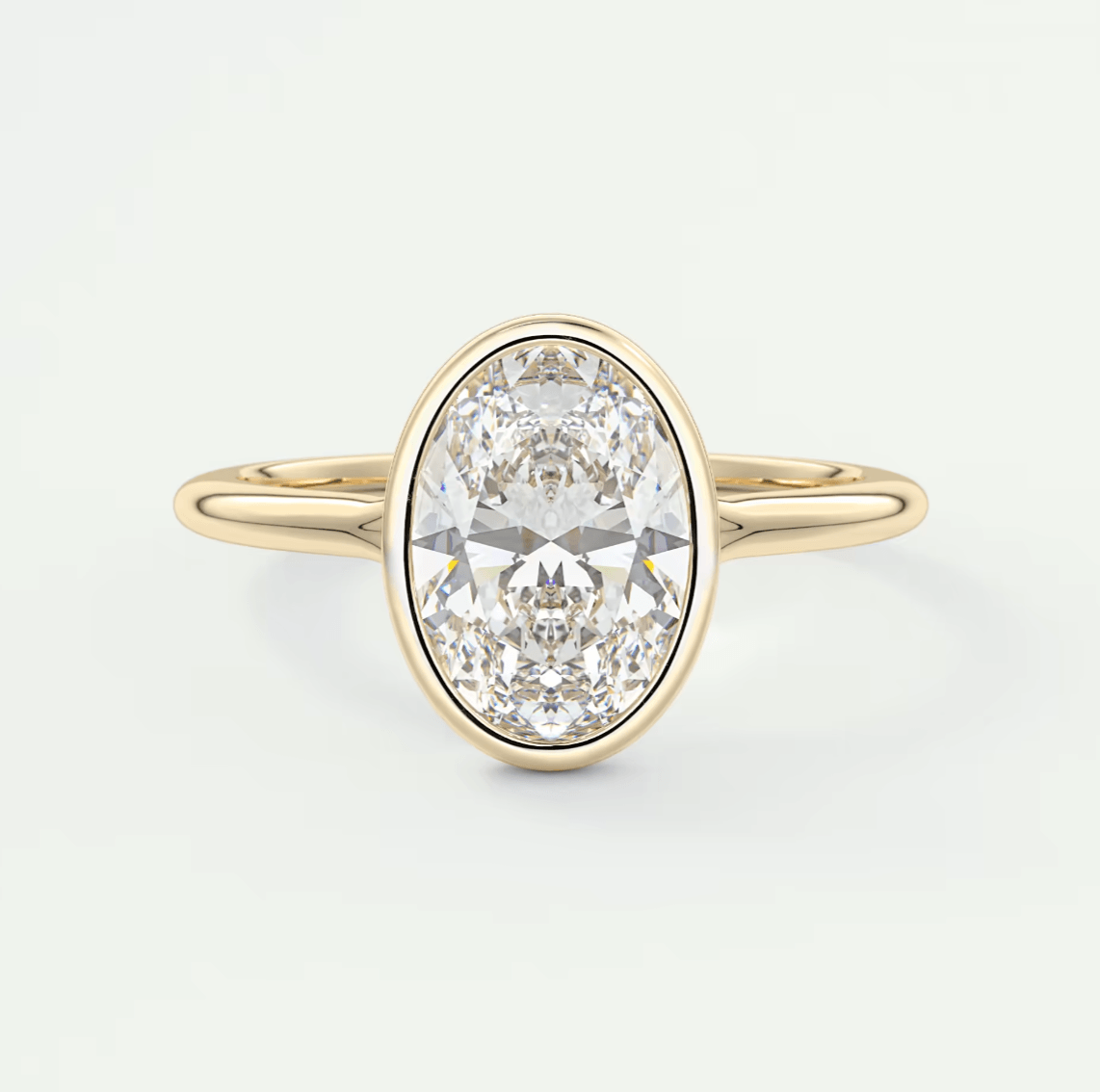 Aeris Oval Bezel Engagement Ring – Lab Diamond or Moissanite