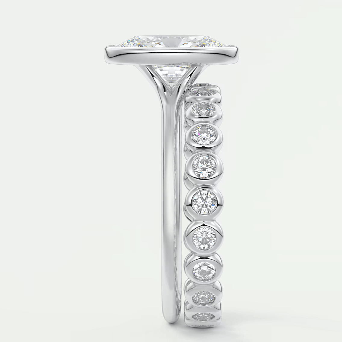 Aeris Oval Bezel Engagement Ring – Lab Diamond or Moissanite