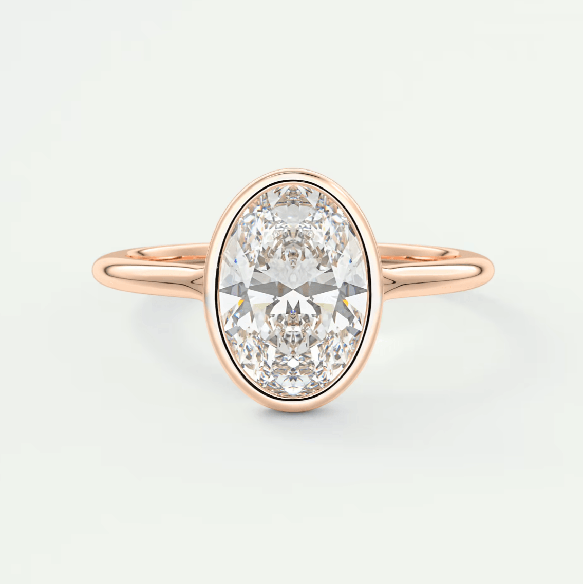 Aeris Oval Bezel Engagement Ring – Lab Diamond or Moissanite