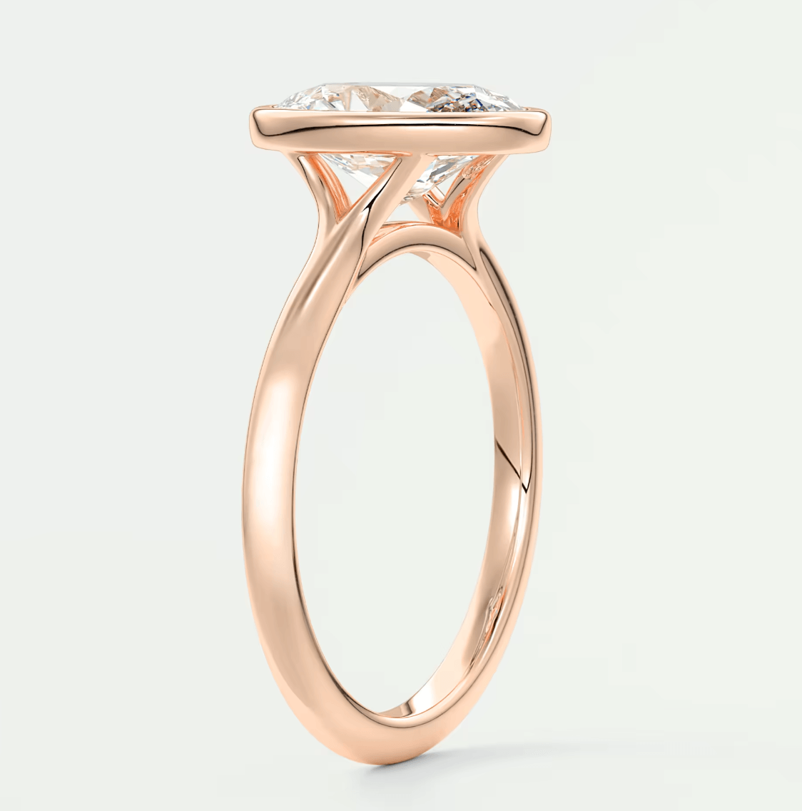 Aeris Oval Bezel Engagement Ring – Lab Diamond or Moissanite