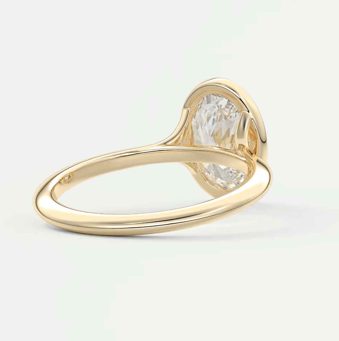 Aeris Oval Bezel Engagement Ring – Lab Diamond or Moissanite