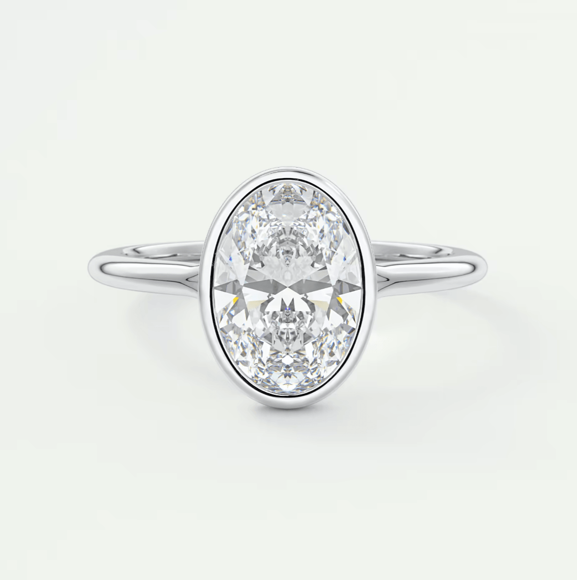 Aeris Oval Bezel Engagement Ring – Lab Diamond or Moissanite