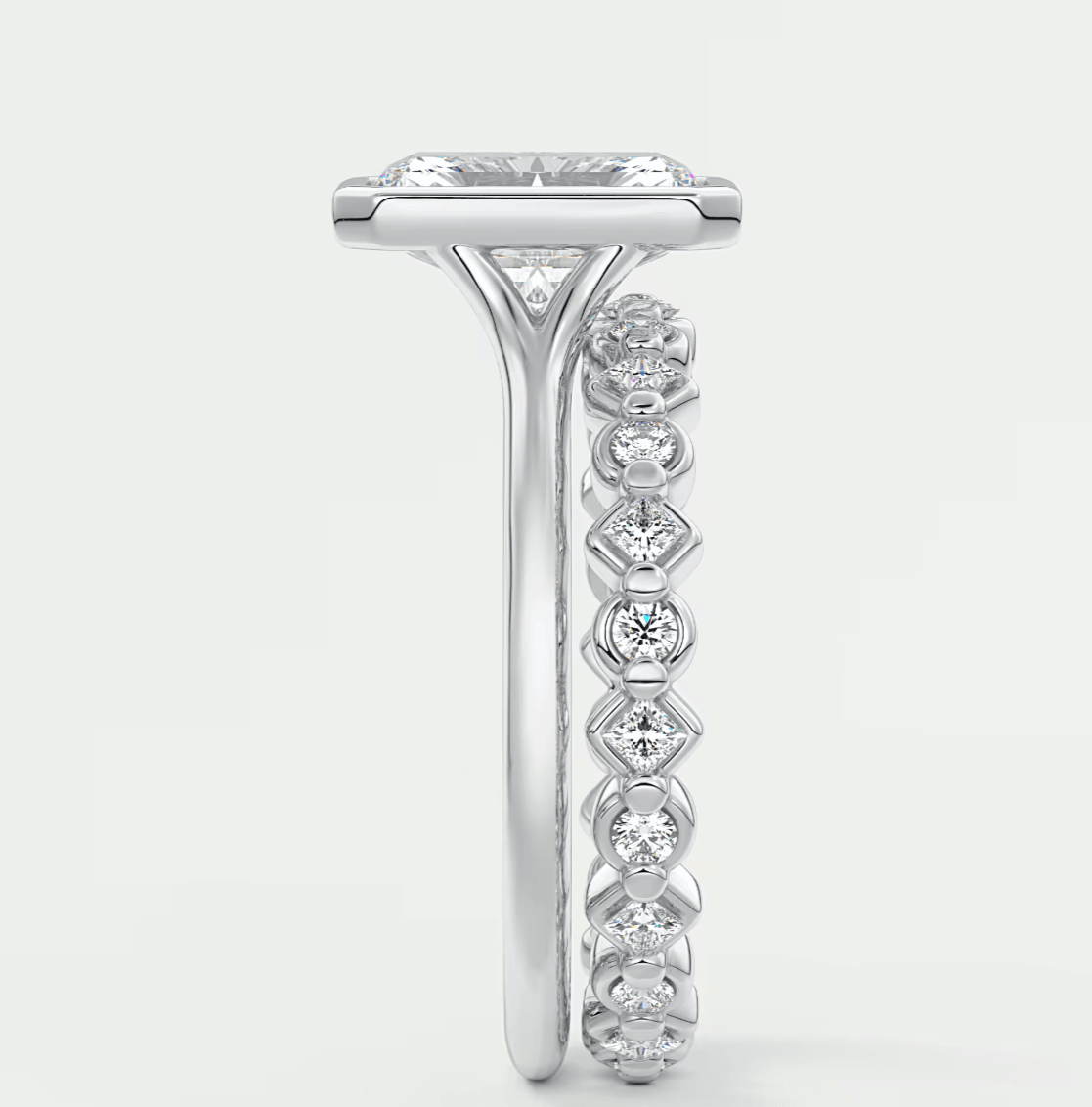 Aeris Radiant Bezel Engagement Ring – Lab Diamond or Moissanite