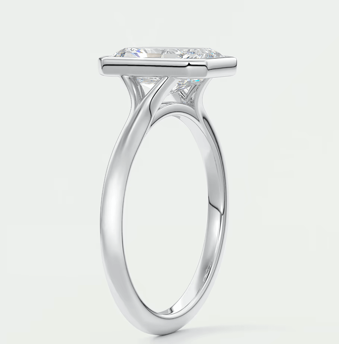 Aeris Radiant Bezel Engagement Ring – Lab Diamond or Moissanite