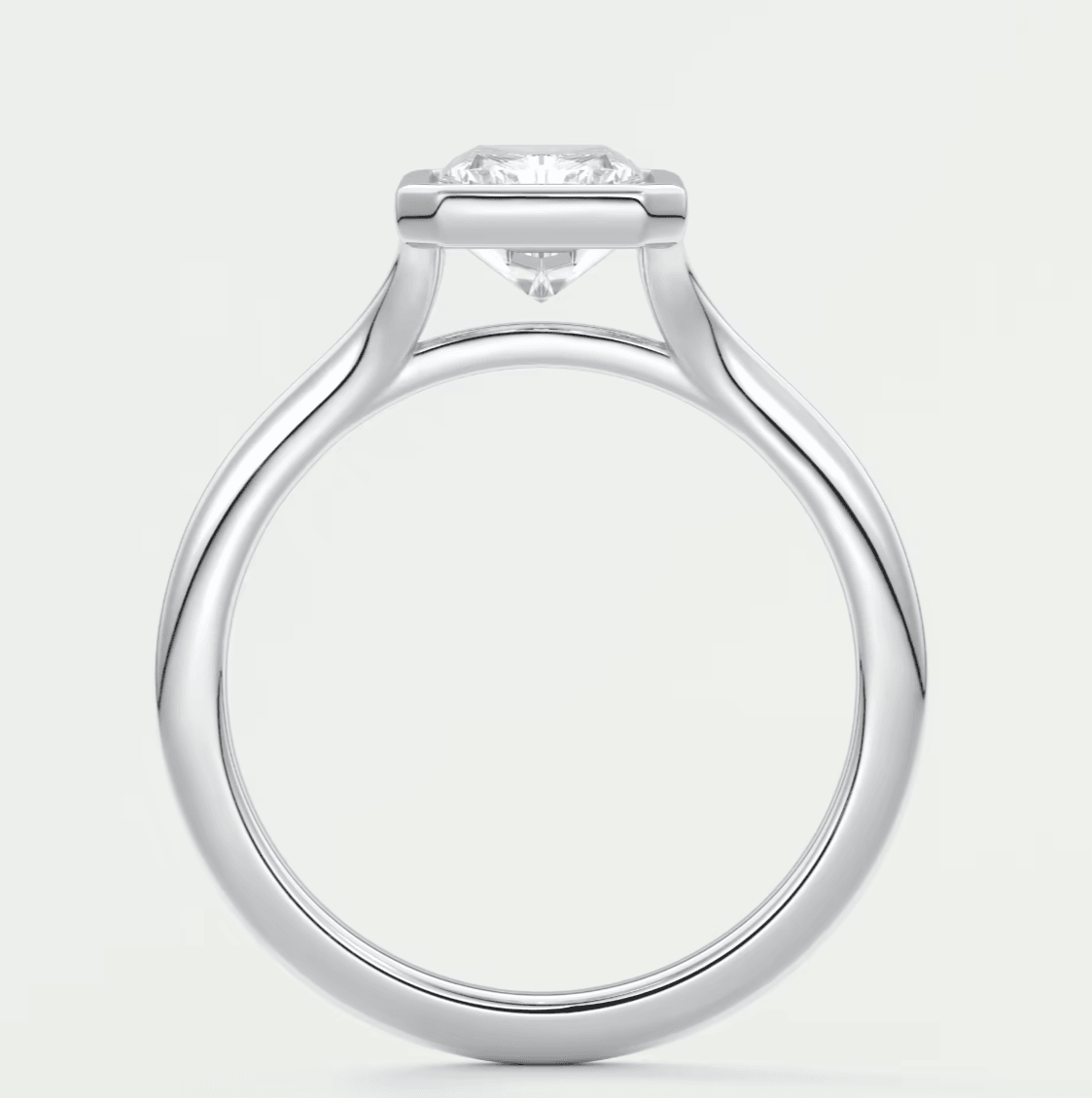 Aeris Radiant Bezel Engagement Ring – Lab Diamond or Moissanite
